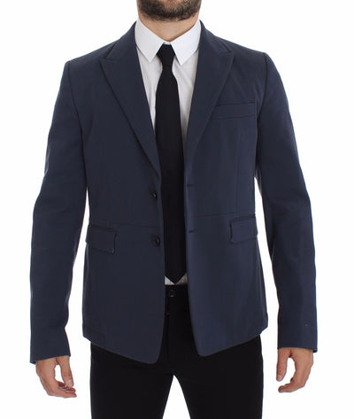 Blue Cotton Stretch Casual Blazer