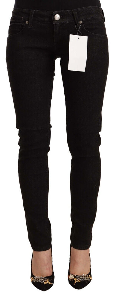 Black Cotton Low Waist Skinny Denim Jeans