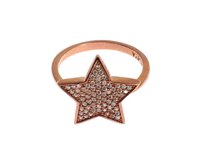 Womens Clear CZ Star 925 Silver Ring