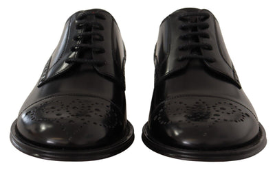 Black Leather Wingtip Mens Formal Derby Shoes