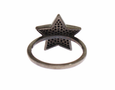 Black CZ Star 925 Silver Womens Ring