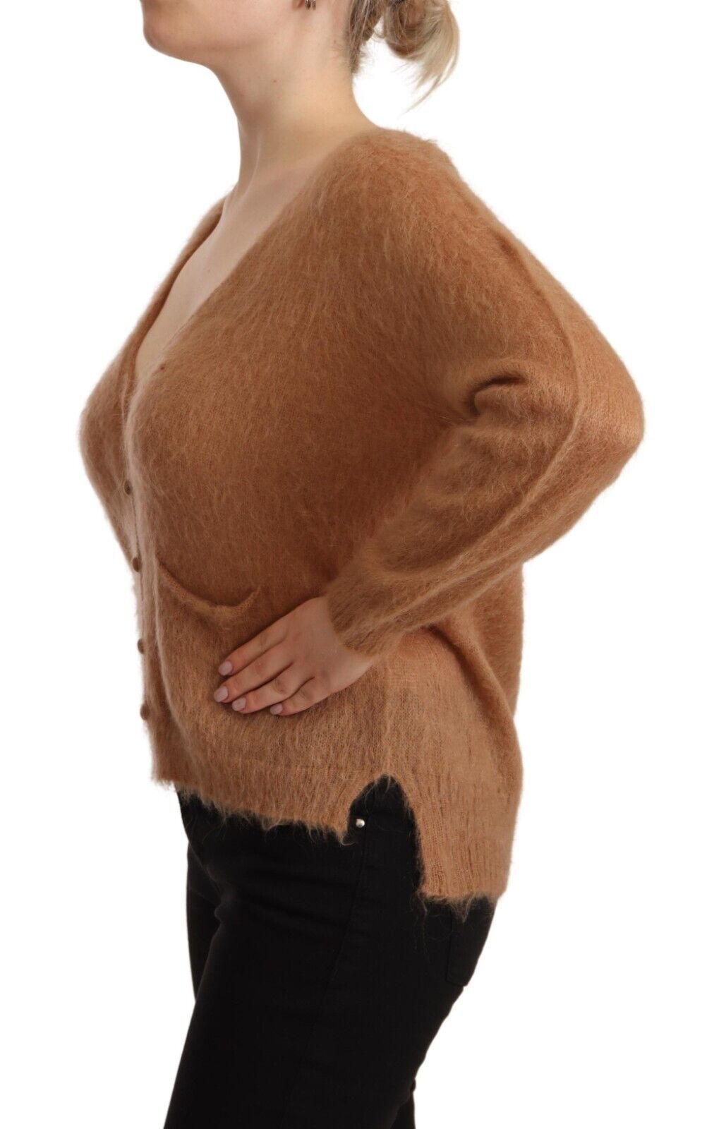 Brown Cardigan V-Neck Long Sleeve Sweater