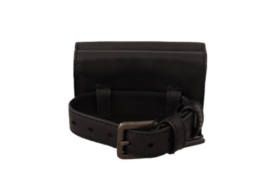 Black Leather Trifold Purse Belt Strap Multi Kit Wallet