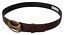 Brown Leather Gold Logo Metal Oval Belt