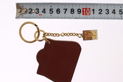 Brown Leather Miss SICILY Gold Finder Chain Keychain