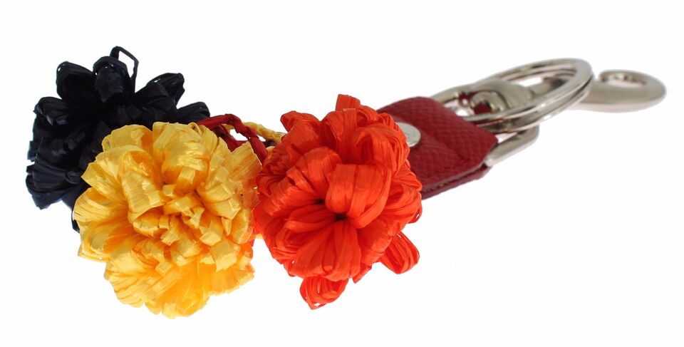 Multicolor Raffia Leather Clasp Finder Chain Keyring