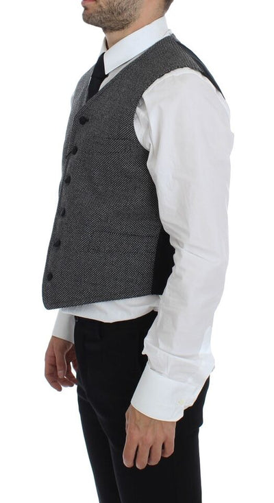 Gray Cotton Blend Logo Vest Gilet Weste