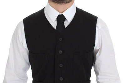 Black Flax Cotton Dress Vest Blazer