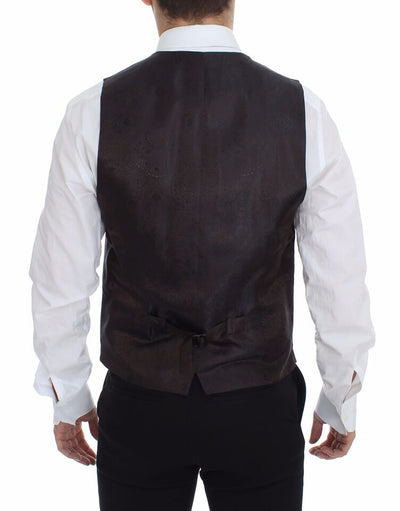 Brown Wool Single Breasted Vest Gilet