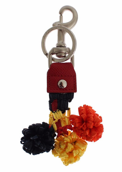 Multicolor Raffia Leather Clasp Finder Chain Keyring