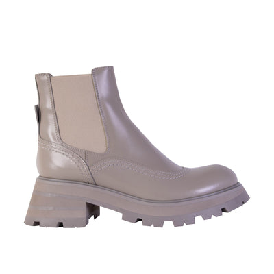 Grey Leather Chelsea Boots