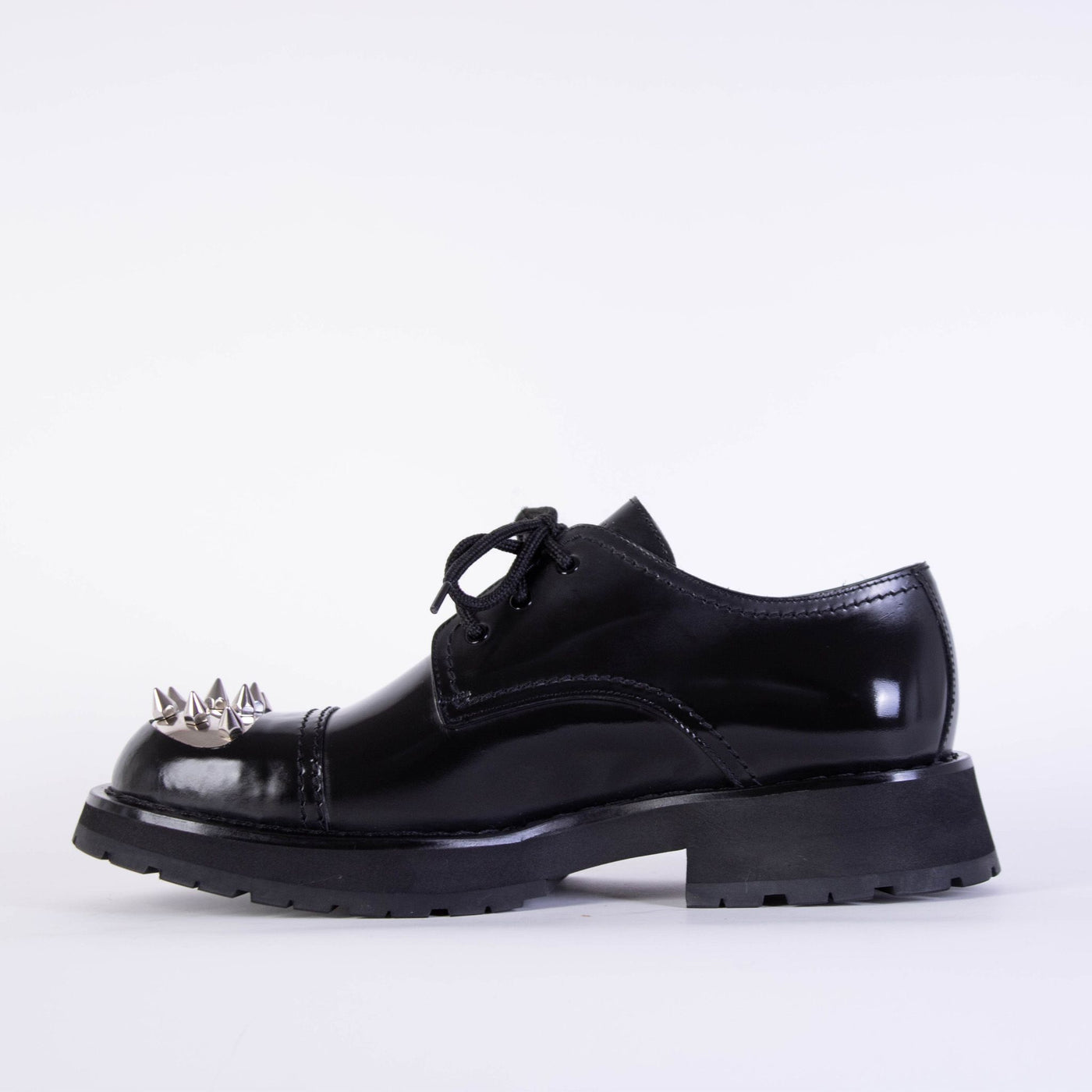 Studded Black Leather Derby Shoes