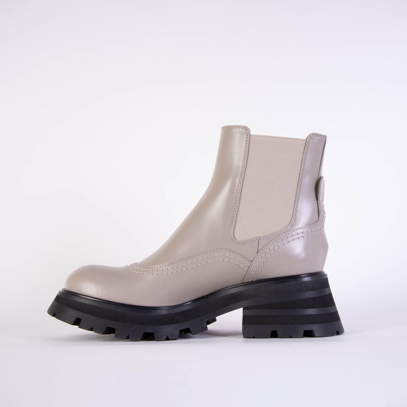 Grey Leather Chelsea Boots