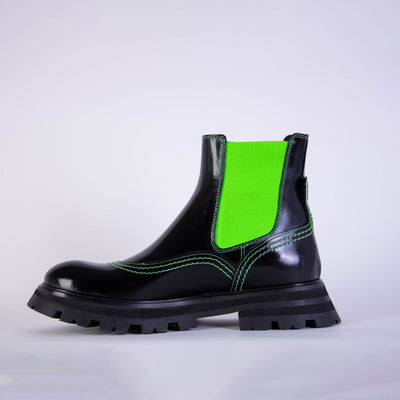 Black Leather Fluo Inserts Chelsea Boots