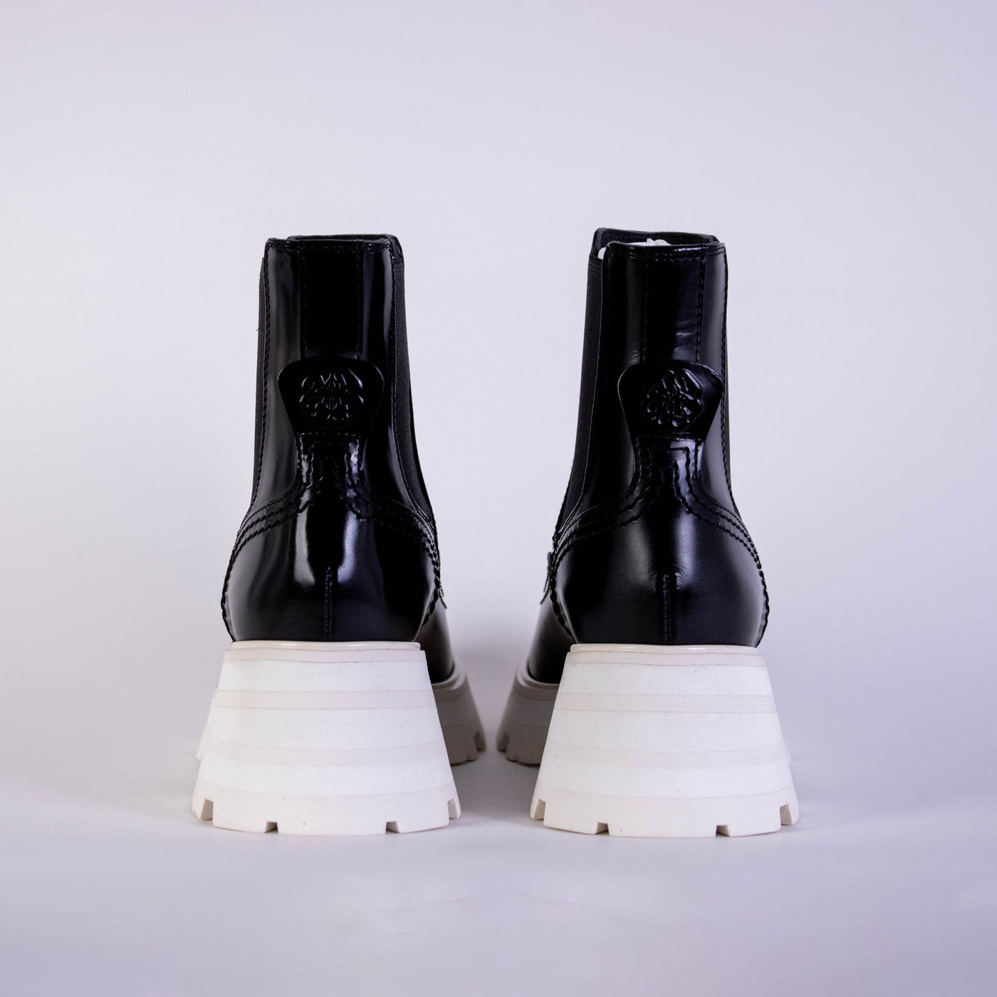 Black Leather White Sole Chelsea Boots