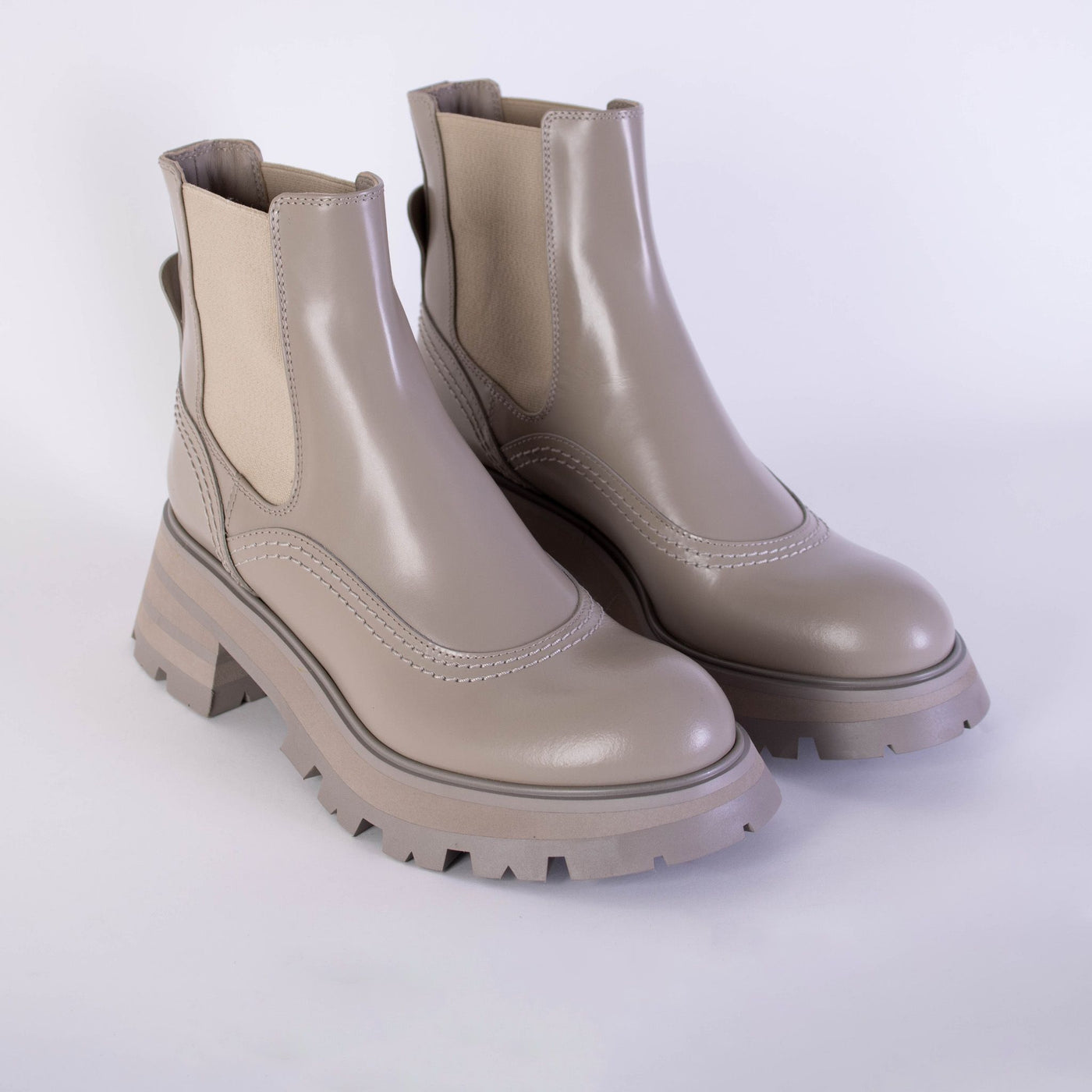 Grey Leather Chelsea Boots