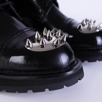 Black Leather Studded Combat Boots