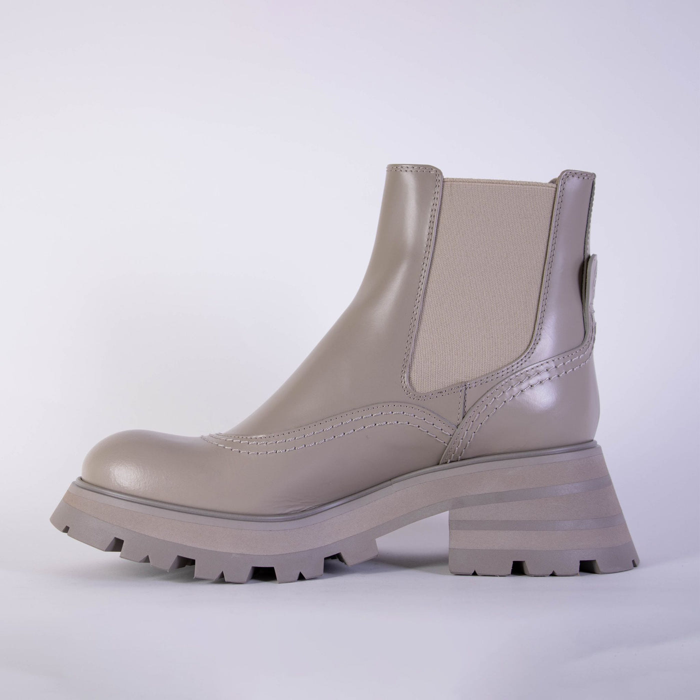 Grey Leather Chelsea Boots