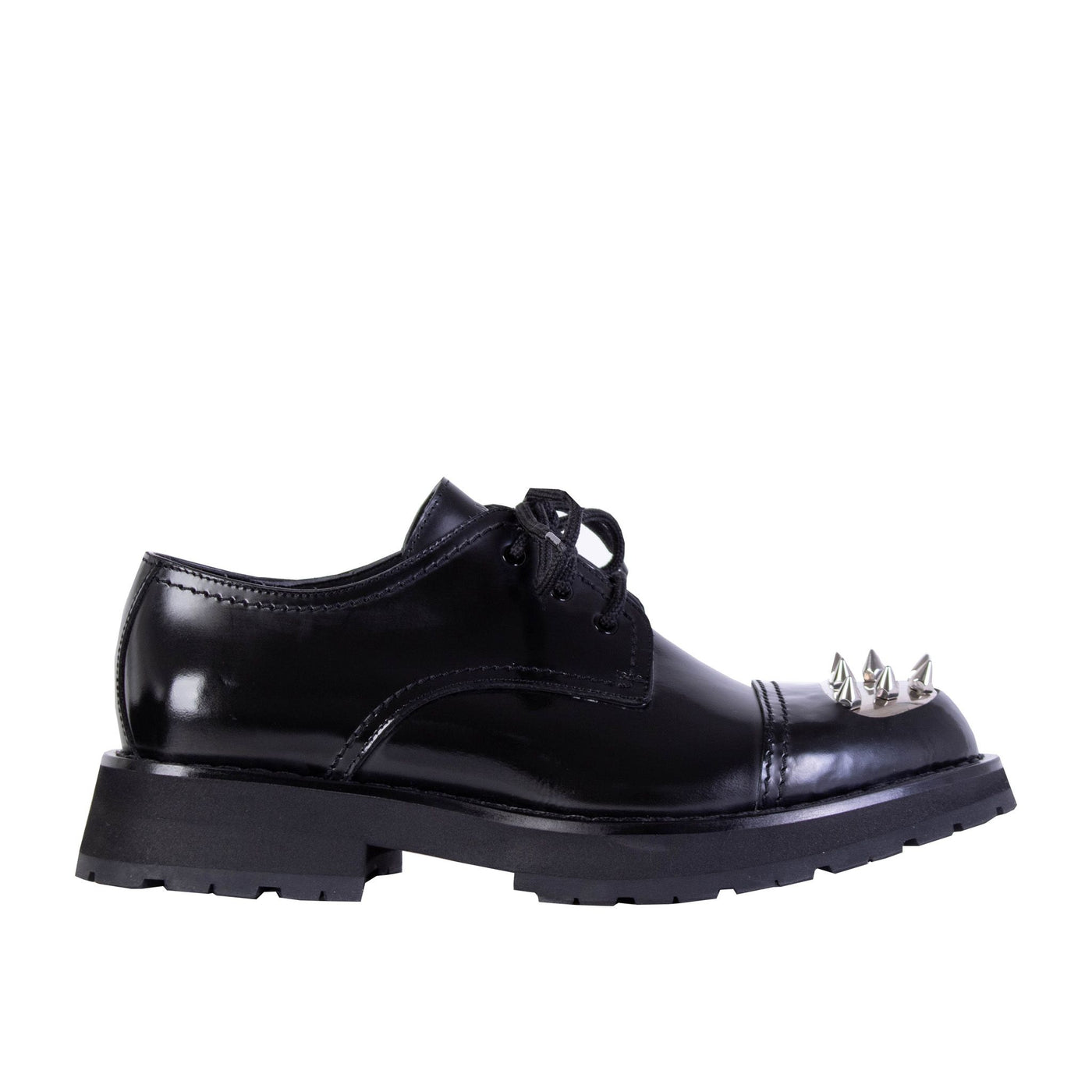 Studded Black Leather Derby Shoes