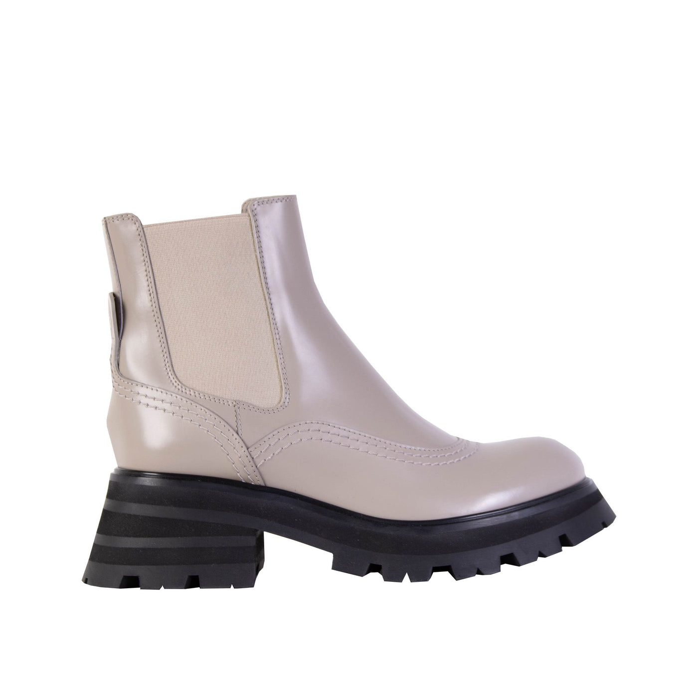 Grey Leather Chelsea Boots