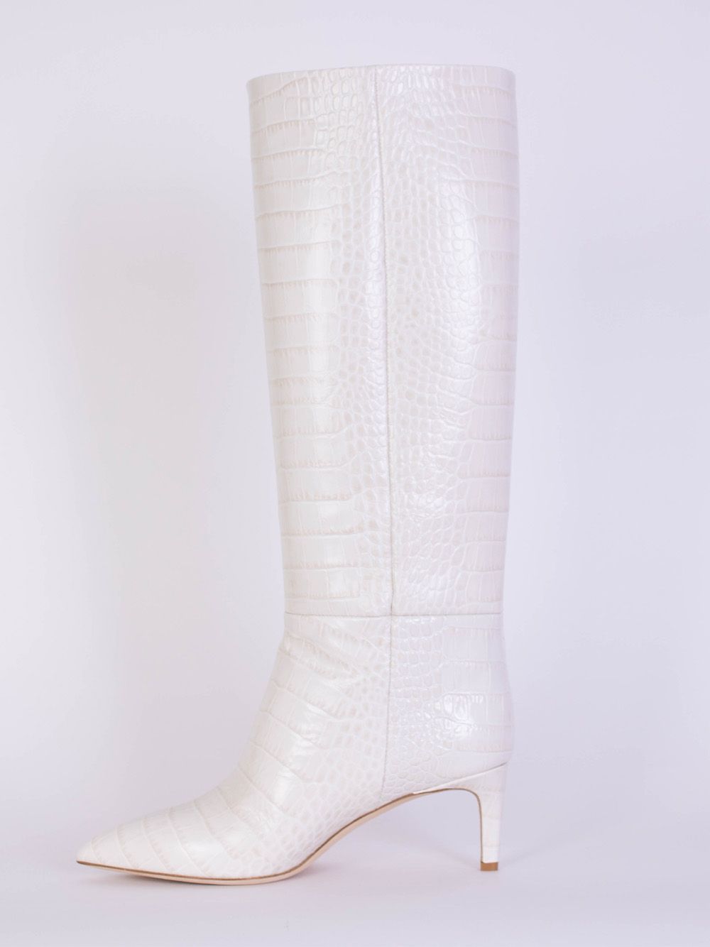 Croco Leather Print Stiletto 60 Boot in Ivory