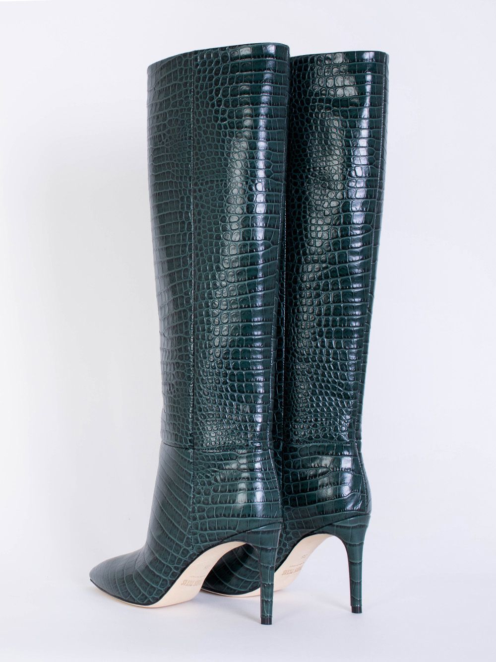 Croco Leather Print Green Stiletto Boot 85