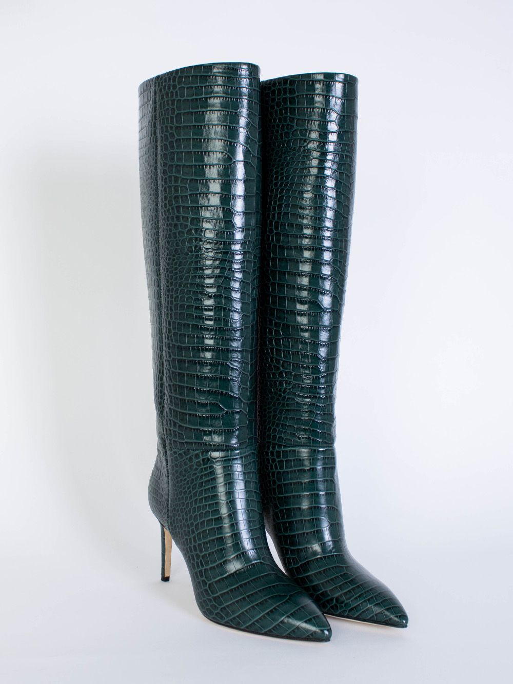 Croco Leather Print Green Stiletto Boot 85