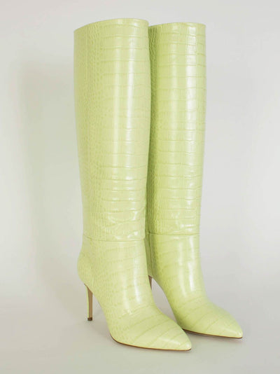 Croco Leather Print in Lime Stiletto 85 Boot