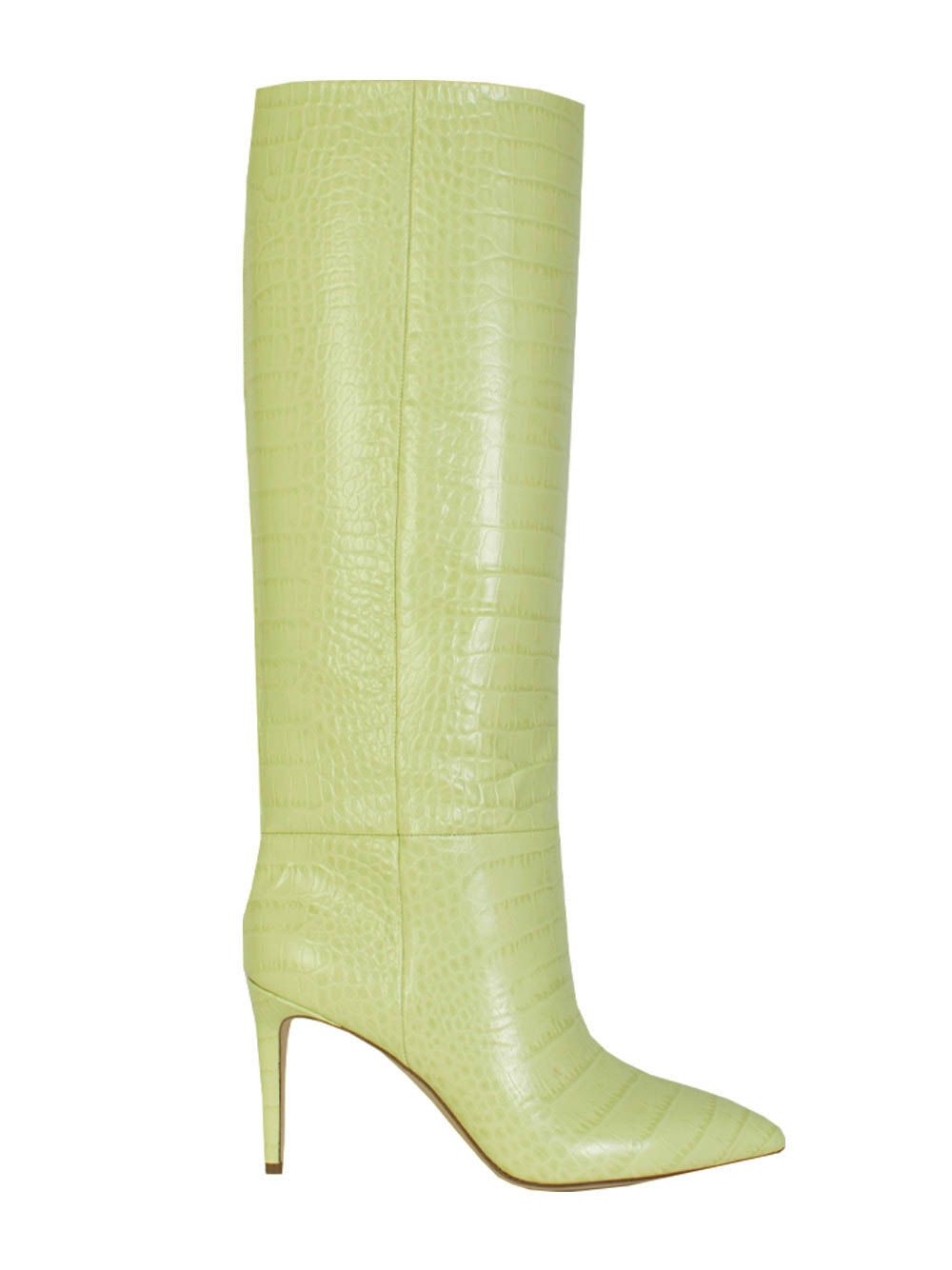 Croco Leather Print in Lime Stiletto 85 Boot