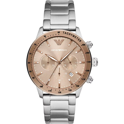 Bronze and Silver Steel Chronograph Watch