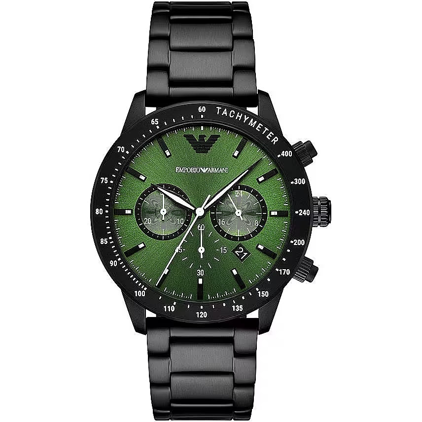 Black Green Steel Chronograph Watch