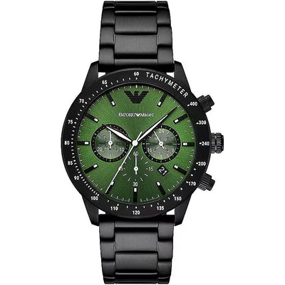 Black Green Steel Chronograph Watch