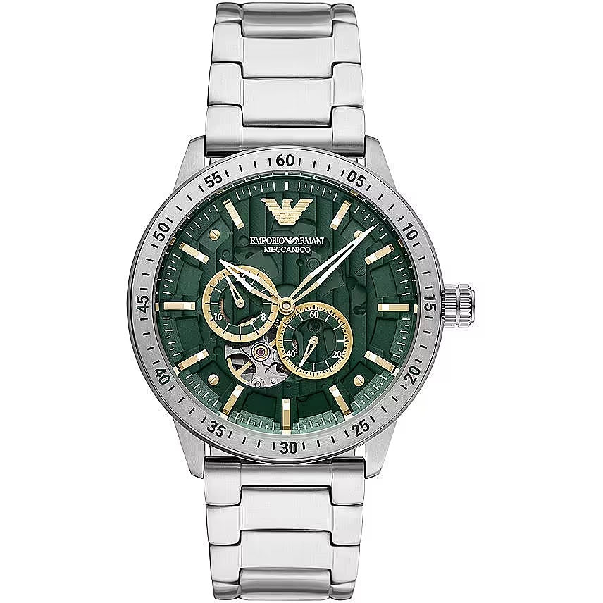 Silver Green Steel Automatic Watch