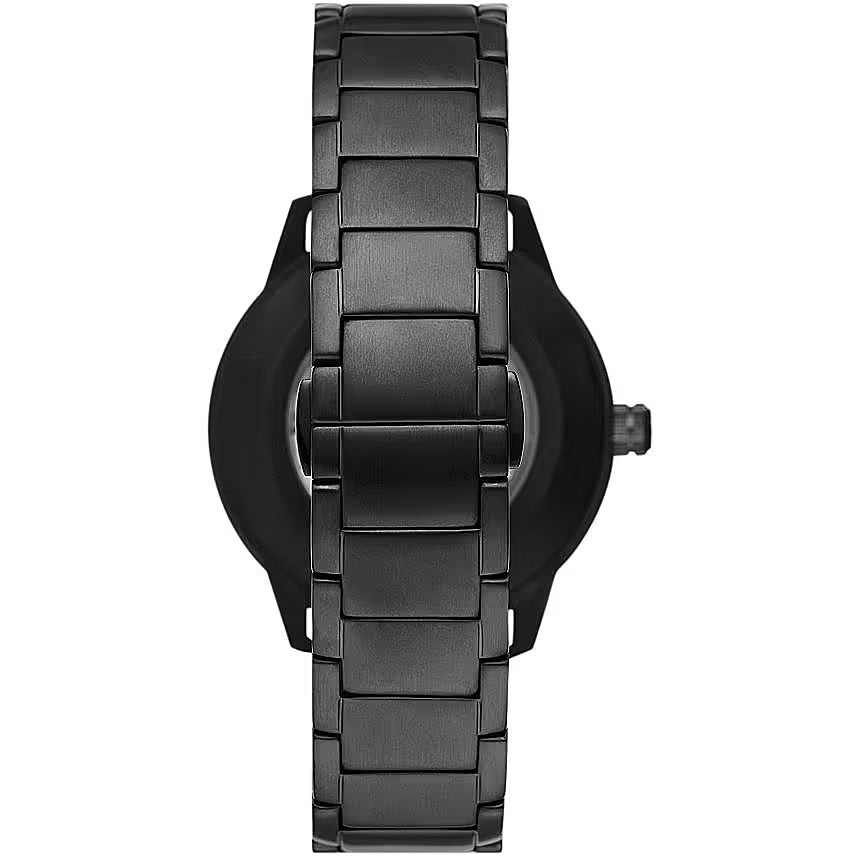 Black Leather and Steel Chronograph Watch