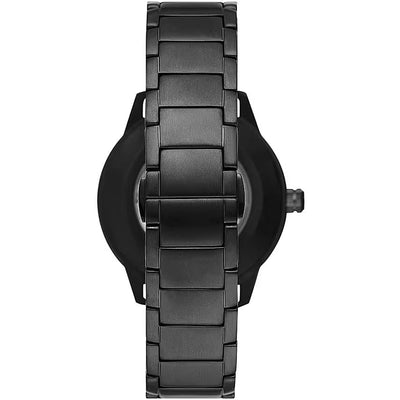 Black Leather and Steel Chronograph Watch