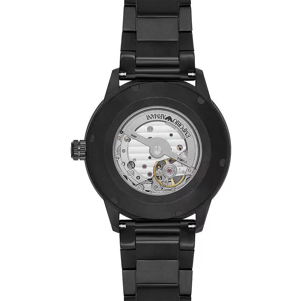 Black Leather and Steel Chronograph Watch