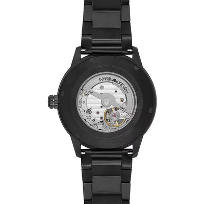 Black Leather and Steel Chronograph Watch