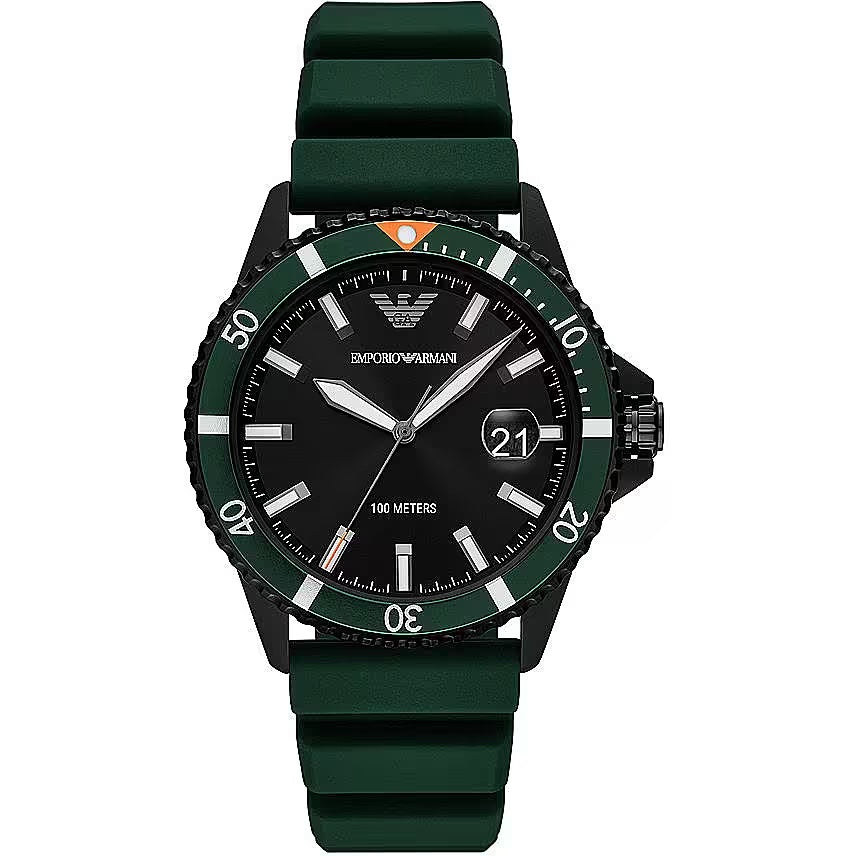 Green Silicone and Steel Quartz Watch