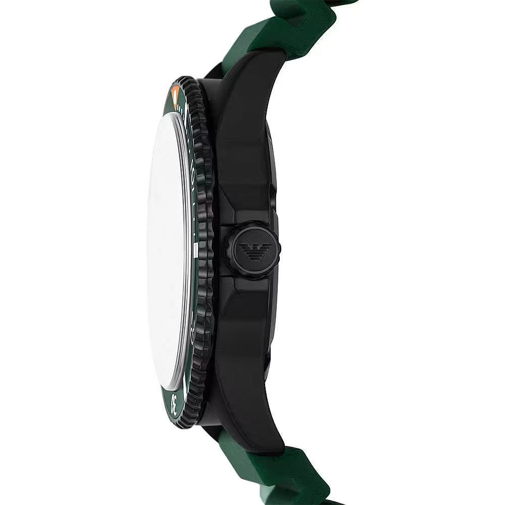 Green Silicone and Steel Quartz Watch