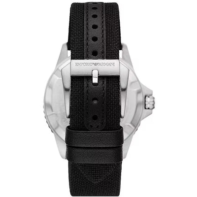 Black Silver Fabric and Steel Quartz Watch